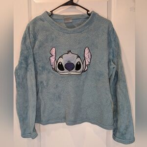Disney Stitch Fleece Pullover Sweatshirt Blue Cozy Lounge Top Size Large 12-14
